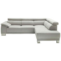 ECKSOFA in Mikrofaser Grau  - Chromfarben/Grau, Design, Holz/Textil (270/205cm) - Pure Home Lifestyle