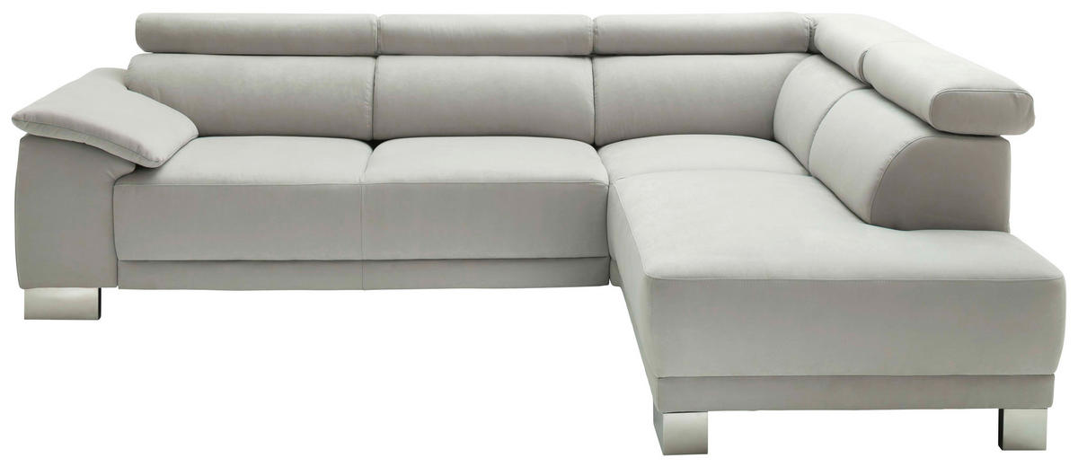 ECKSOFA in Mikrofaser Grau  - Chromfarben/Grau, Design, Holz/Textil (270/205cm) - Pure Home Lifestyle