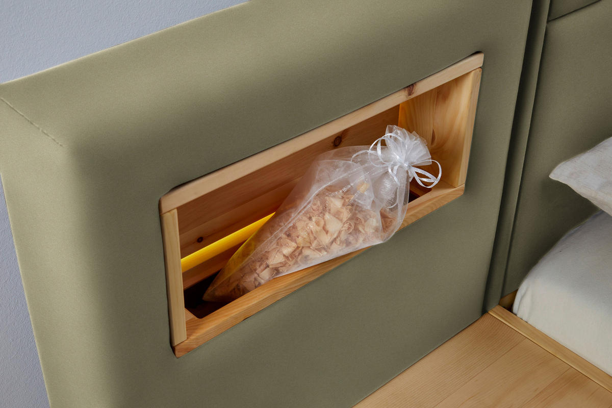BOXSPRINGBETT 200/200 cm  in Grün, Eichefarben  - Eichefarben/Grün, Natur, Holz/Textil (200/200cm) - Valnatura