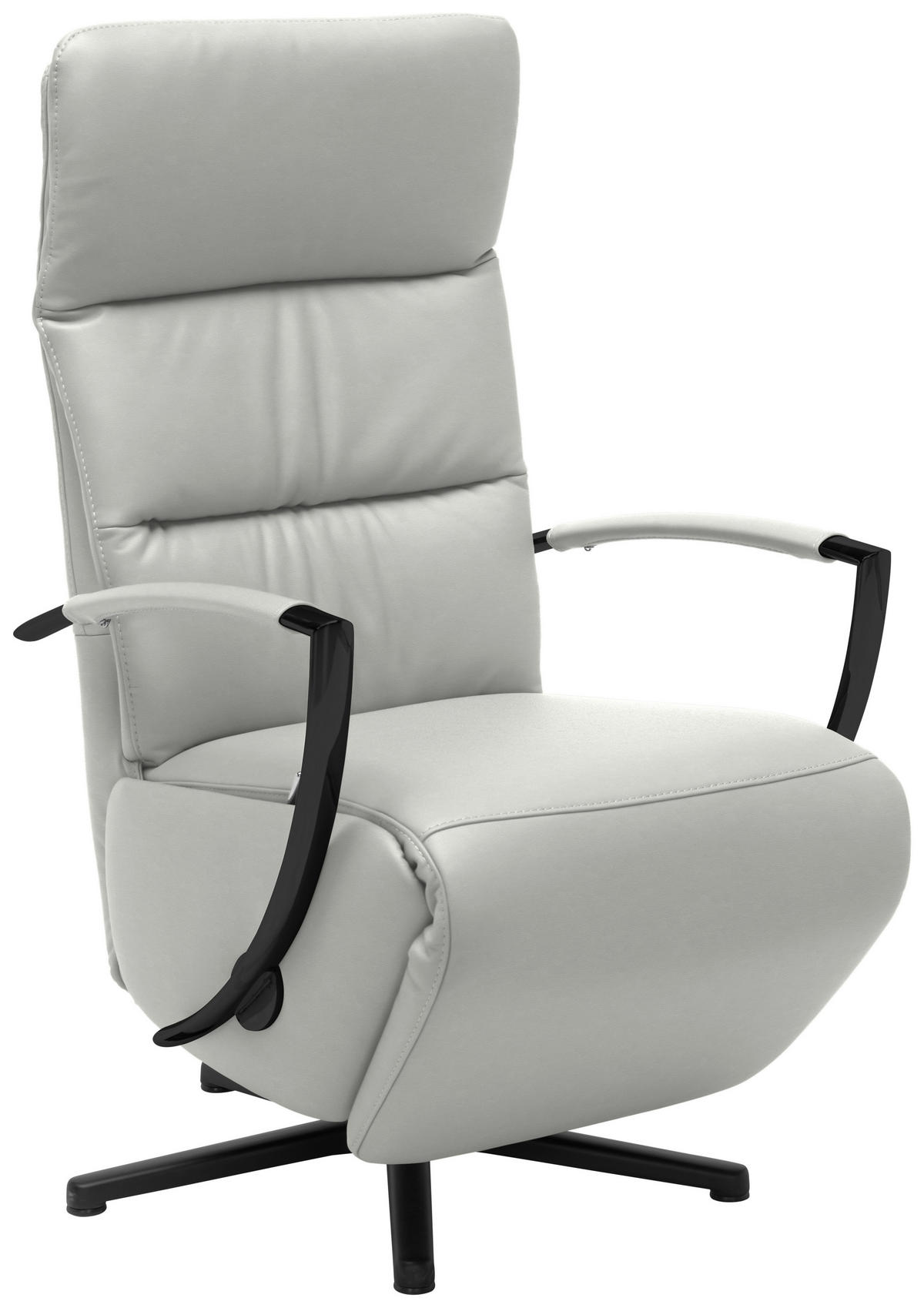 RELAXSESSEL in Leder Silberfarben  - Silberfarben/Schwarz, Design, Leder/Metall (64/112/80cm) - Cantus