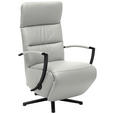 RELAXSESSEL in Leder Silberfarben - Silberfarben/Schwarz, Design, Leder/Metall (64/112/80cm) - Cantus