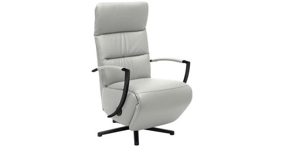 RELAXSESSEL in Leder Silberfarben - Silberfarben/Schwarz, Design, Leder/Metall (64/112/80cm) - Cantus