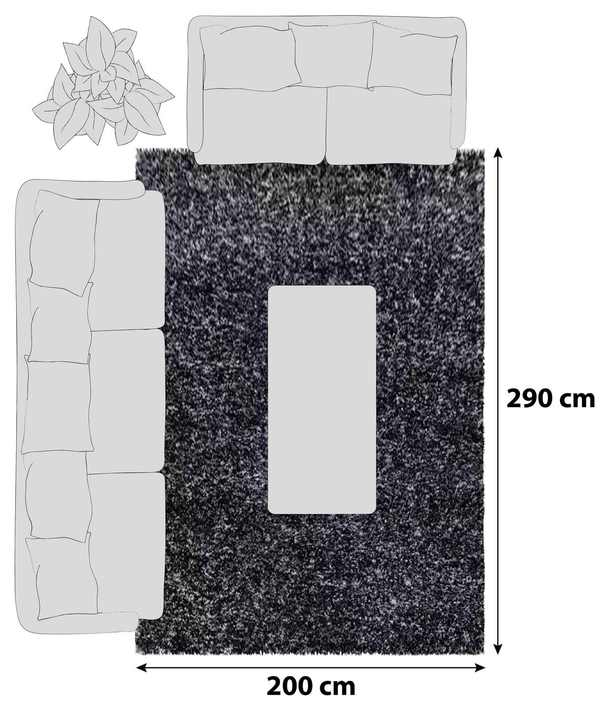 HOCHFLORTEPPICH 200/290 cm Enjoy 500 Anthrazit  - Anthrazit, KONVENTIONELL, Textil (200/290cm)