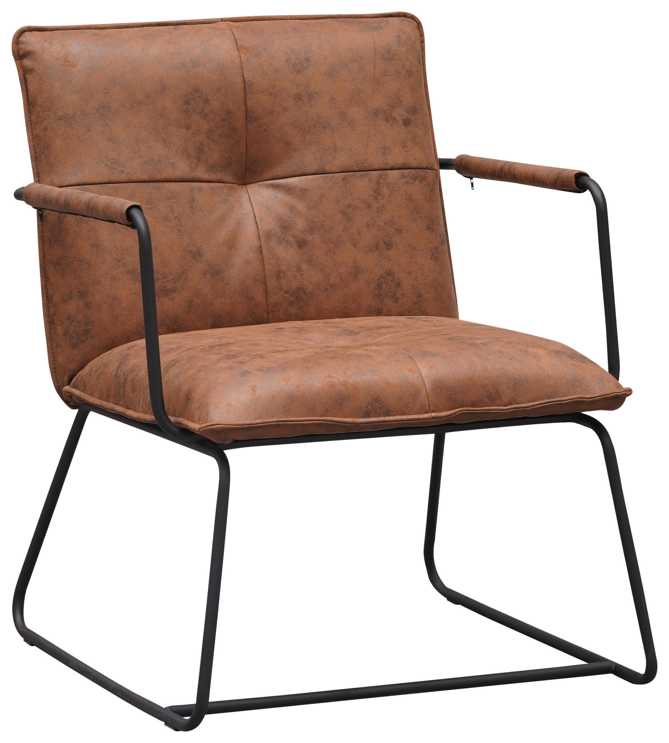 SESSEL Cognac    - Cognac/Schwarz, MODERN, Textil/Metall (65/80/68cm) - MID.YOU