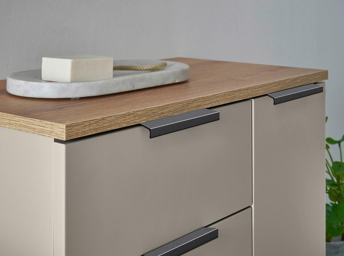 MIDISCHRANK 60/106/32 cm  - Kaschmir/Eichefarben, KONVENTIONELL, Holzwerkstoff/Metall (60/106/32cm) - home24