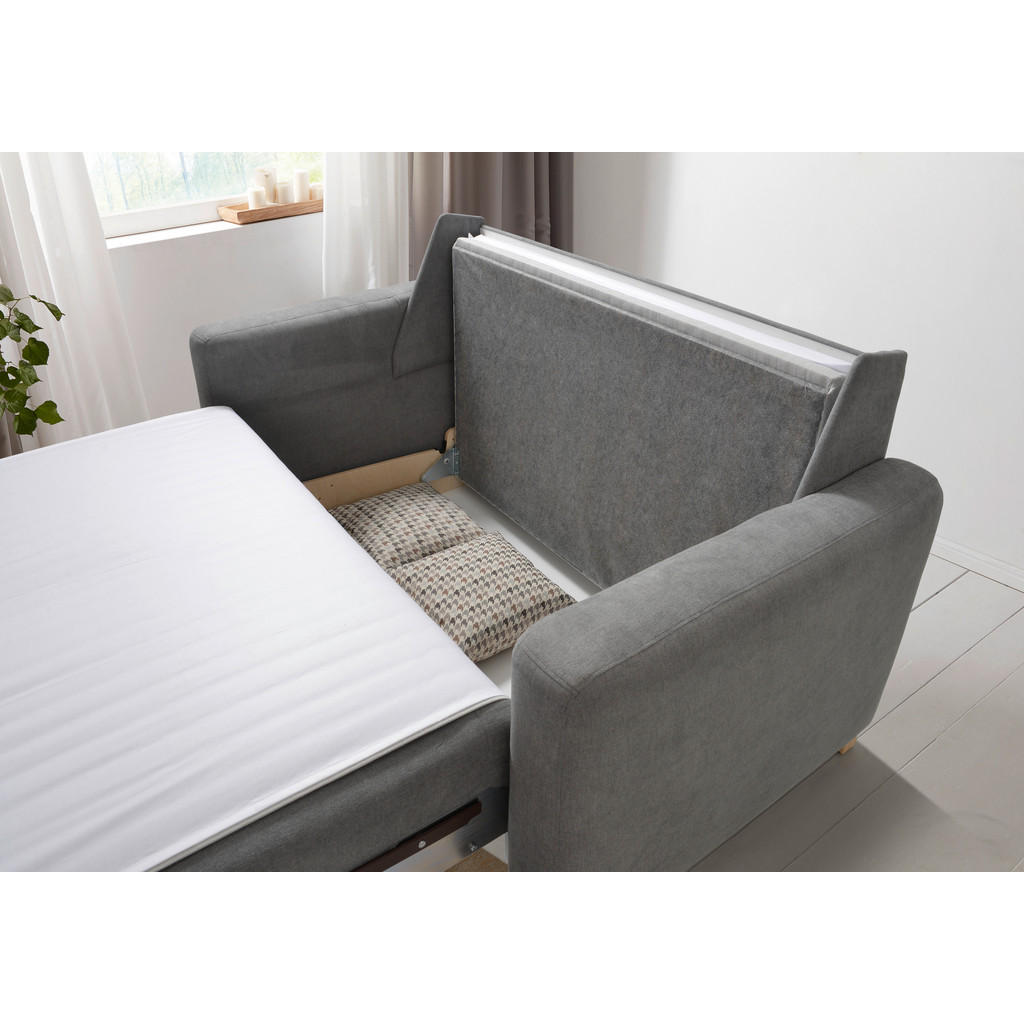 Thumbnail - Sedda Schlafsofa, Anthrazit, Textil, Eiche, Uni, 2-Sitzer, 160x86x92 cm, Austria Gütezeichen, AZO-frei, Made in Austria,...