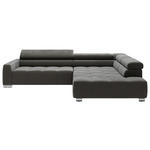 ECKSOFA in Cord Dunkelgrau  - Chromfarben/Dunkelgrau, KONVENTIONELL, Textil/Metall (311/219cm) - Hom`in