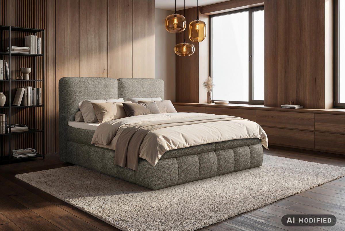 BOXBETT 180/200 cm,  in Braun, Bettkasten, Topper, Matratzen, H3 = fest  - Schwarz/Braun, KONVENTIONELL, Kunststoff/Textil (180/200cm) - Carryhome