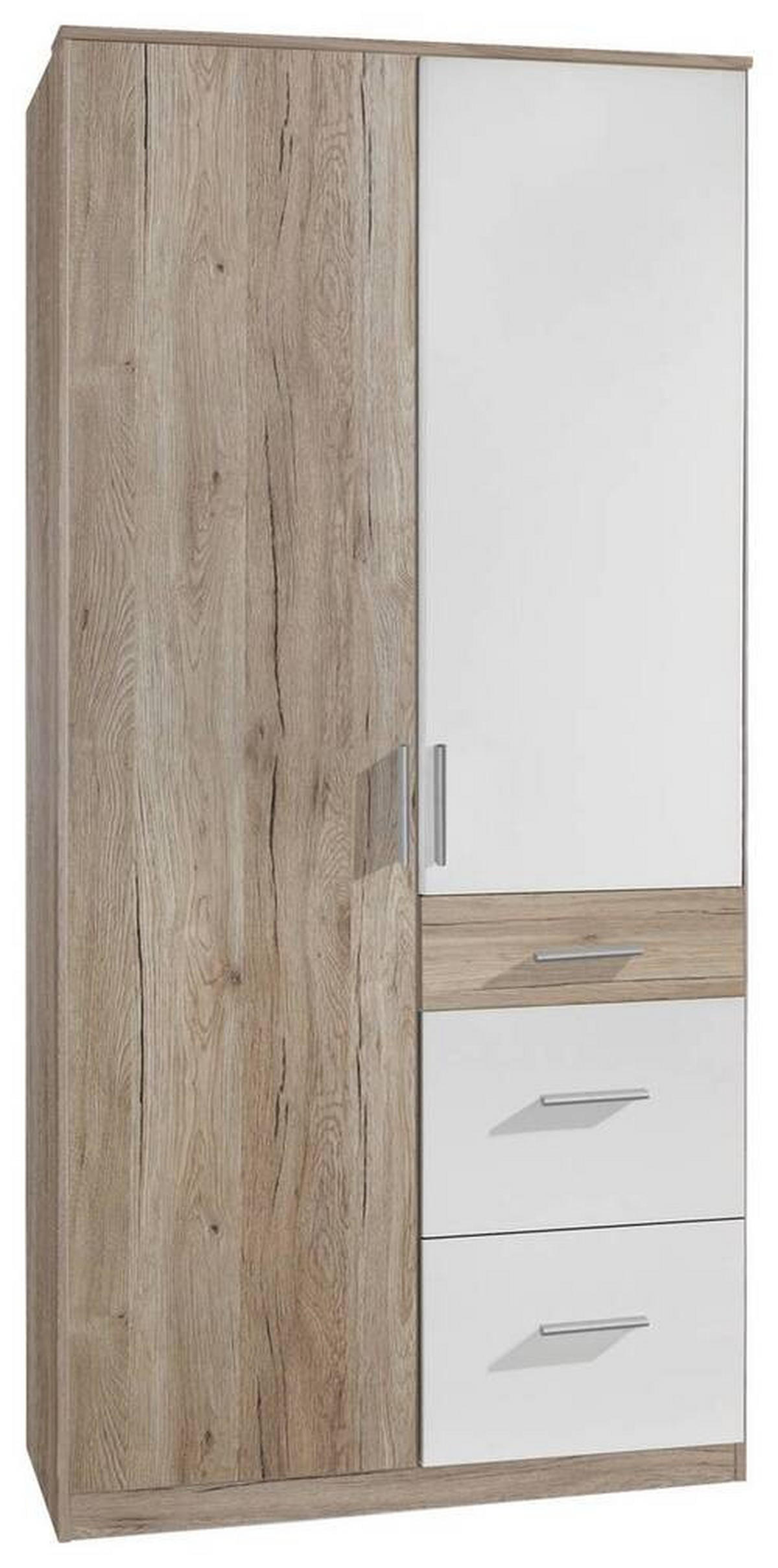 GARDEROB 91/199/58 cm 2-dörrar - vit/aluminiumfärg, Klassisk, trämaterial/plast (91/199/58cm) - Carryhome