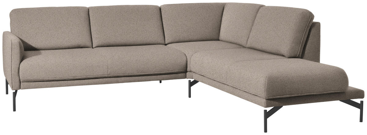 ECKSOFA in Flachgewebe, Struktur Hellbraun  - Hellbraun/Anthrazit, Design, Textil/Metall (254/230cm) - Johann Jakob