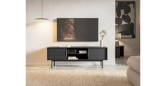 LOWBOARD Viva in 154/53,5/39 cm - Goldfarben/Schwarz, Design, Holzwerkstoff/Metall (154/53,5/39cm) - Xora