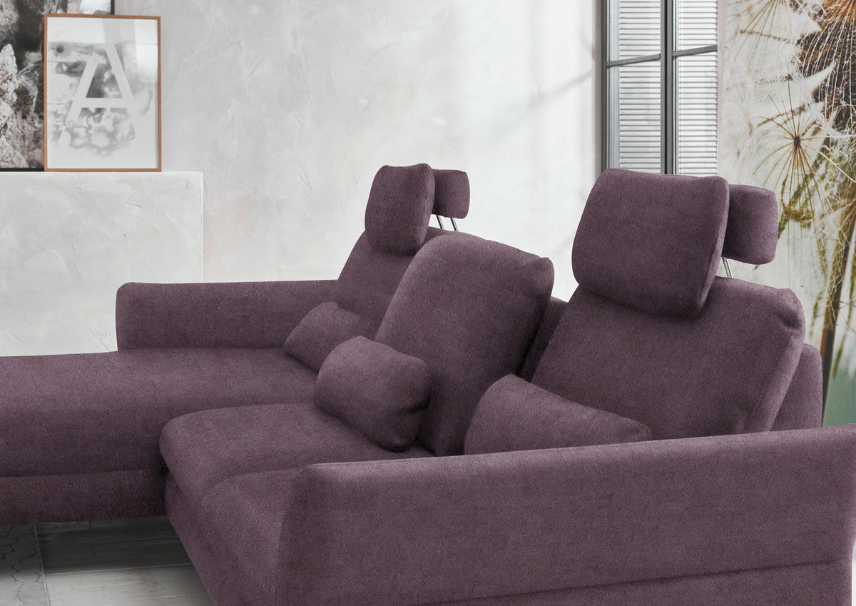 ECKSOFA in Velours Lila, Flieder  179/306 cm  - Lila/Flieder, Design, Textil/Metall (179/306cm) - Beldomo System