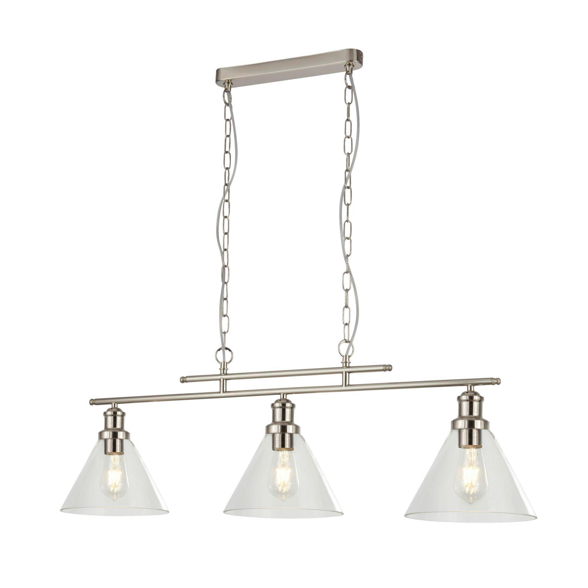 HÄNGELEUCHTE Pyramid 95/87/23 cm   - Silberfarben, KONVENTIONELL, Glas/Metall (95/87/23cm) - Searchlight