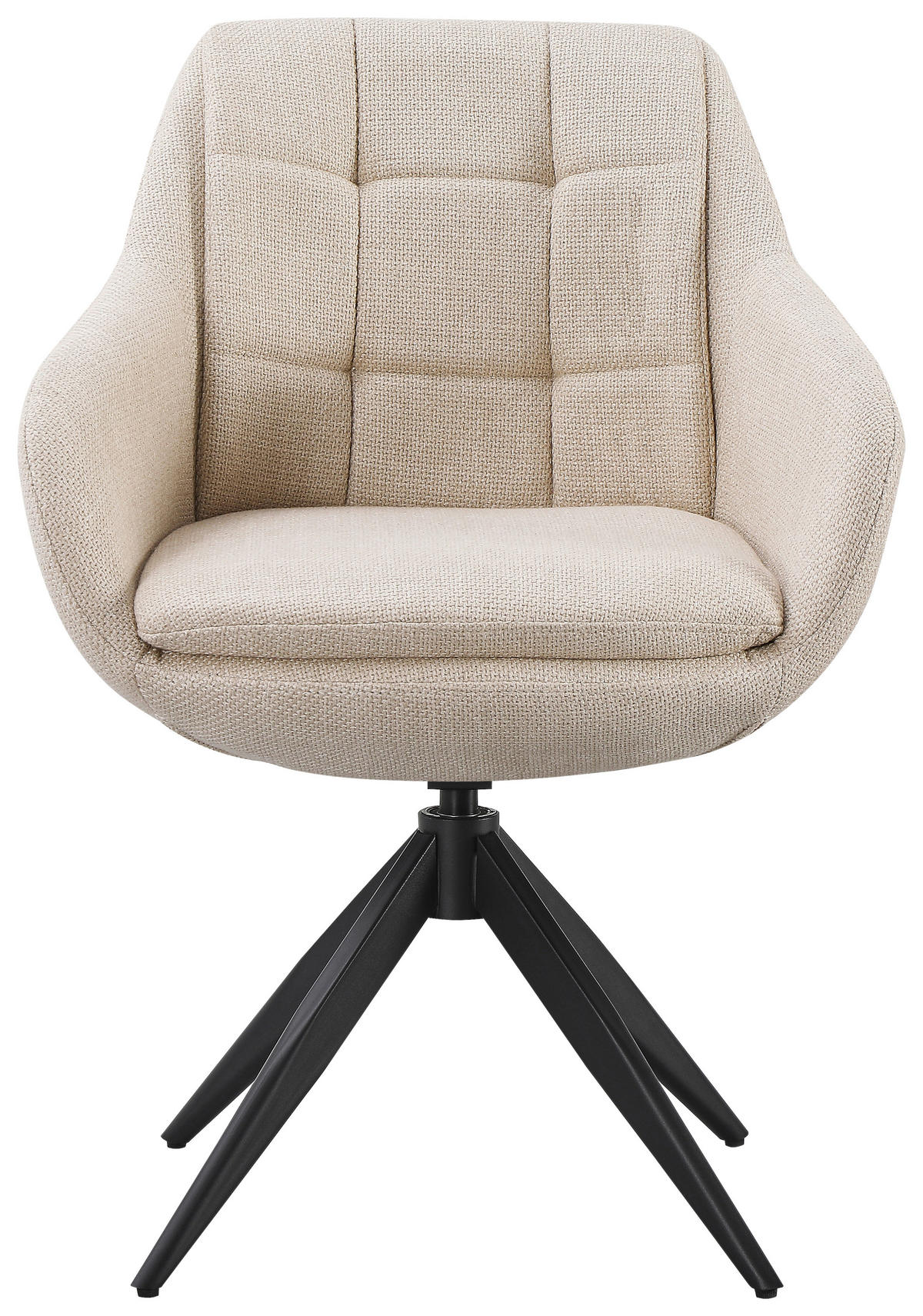 ARMLEHNSTUHL  Sitzfläche 360° drehbar, automatische Rückholfunktion Webstoff  Schwarz, Beige  - Beige/Schwarz, Design, Textil/Metall (63/83/61cm) - Novel