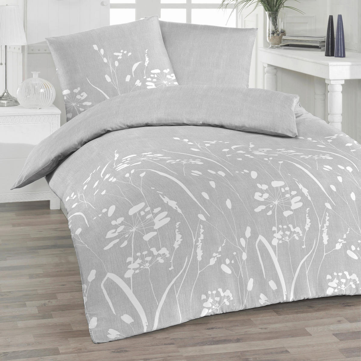 BETTWÄSCHE 2-teilig Satin 135/200 cm  - Hellgrau, Basics, Textil (135/200cm) - Florella