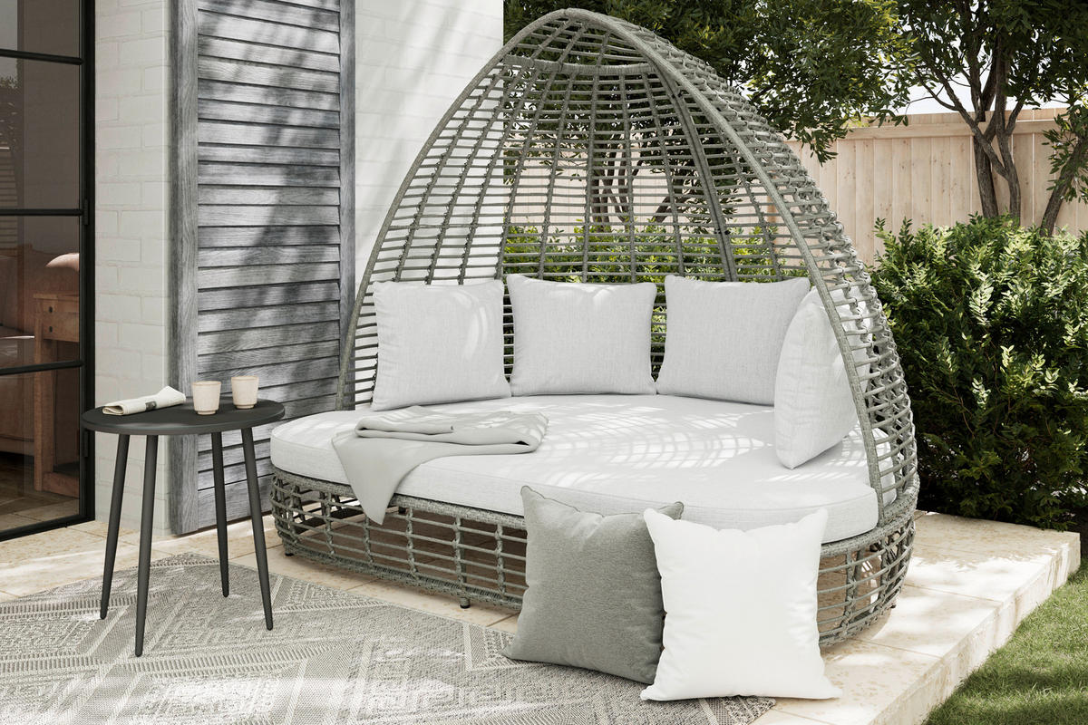 SONNENINSEL 198/168/168 cm Aluminium  - Dunkelgrau/Hellgrau, MODERN, Kunststoff/Textil (198/168/168cm) - Ambia Garden