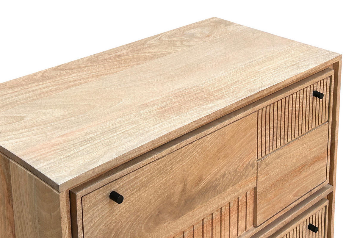 SCHUHSCHRANK Mangoholz massiv Naturfarben, Schwarz  - Schwarz/Naturfarben, Design, Holz/Metall (85/90/40cm) - MID.YOU