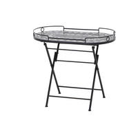 GARTENBEISTELLTISCH 67,5/41/60 cm Metall, Keramik  - Schwarz, KONVENTIONELL, Keramik/Metall (67,5/41/60cm) - Gardenson