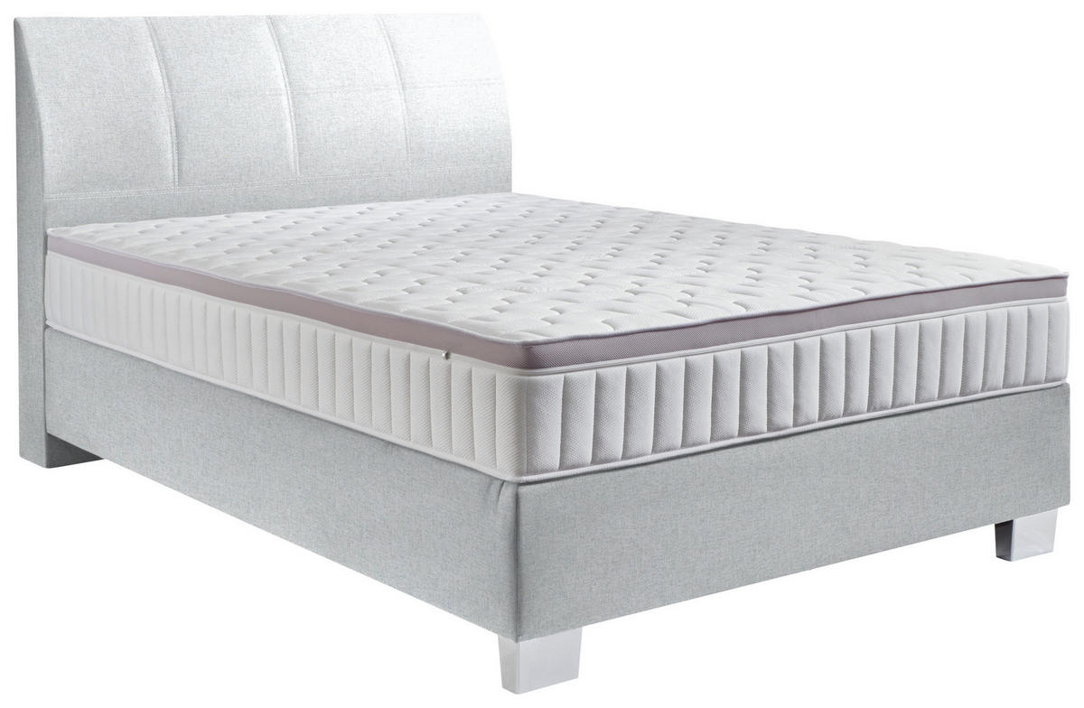 BOXSPRINGBETT 120/200 cm  in Mintgrau  - Mintgrau/Chromfarben, KONVENTIONELL, Kunststoff/Textil (120/200cm) - Hom`in