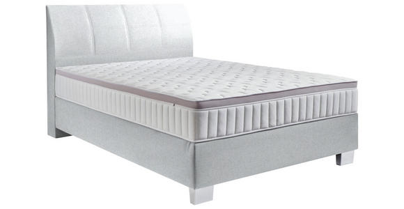 BOXSPRINGBETT 140/200 cm  in Mintgrau  - Mintgrau/Chromfarben, KONVENTIONELL, Kunststoff/Textil (140/200cm) - Hom`in