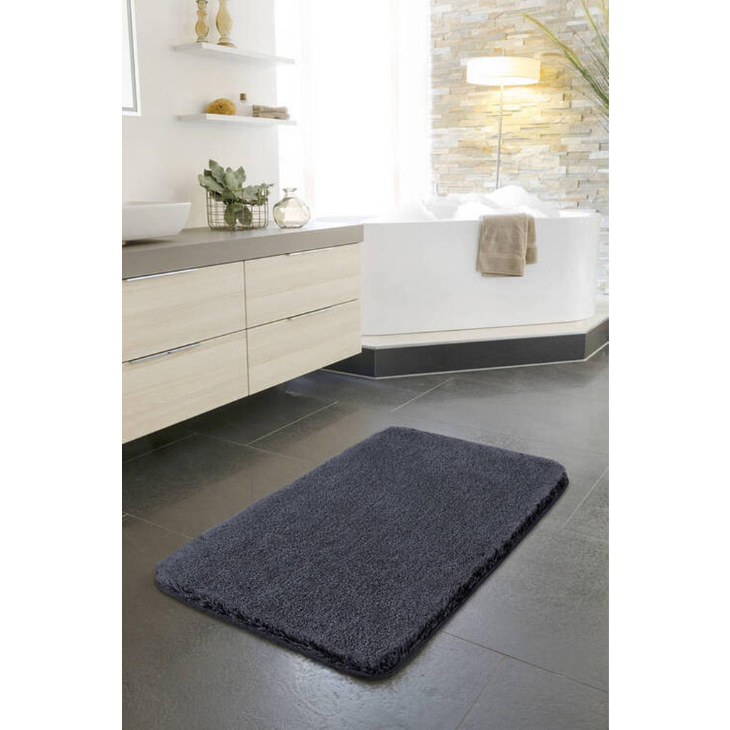 Thumbnail - Grund Badteppich Melange, Dunkelgrau, Textil, Abstraktes, rechteckig, 50x80 cm, Oeko-Tex® Standard 100, Made in Europe, ...