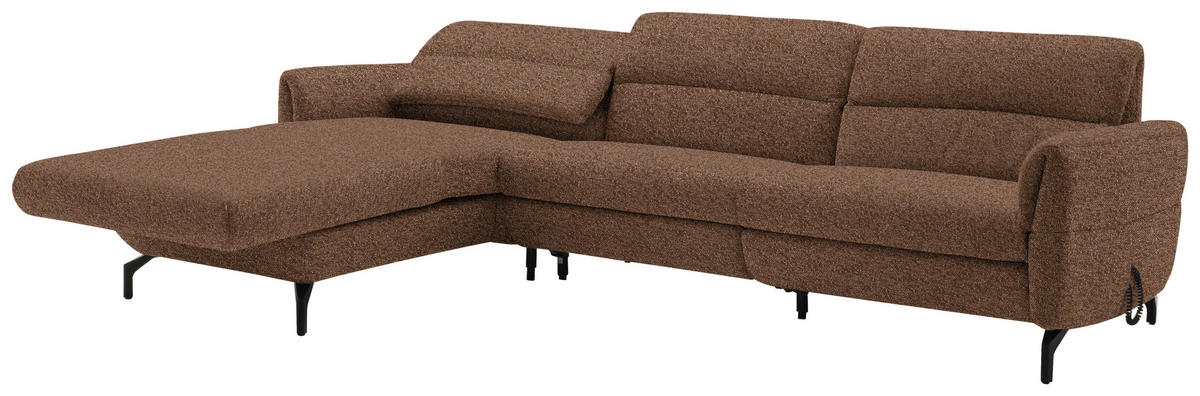 ECKSOFA in Chenille Kupferfarben  187/299 cm  - Schwarz/Kupferfarben, Design, Textil/Metall (187/299cm) - Schöner Wohnen