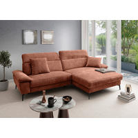 ECKSOFA Struktur Rostfarben  - Rostfarben/Schwarz, Konventionell, Textil/Metall (300/178cm) - Livetastic