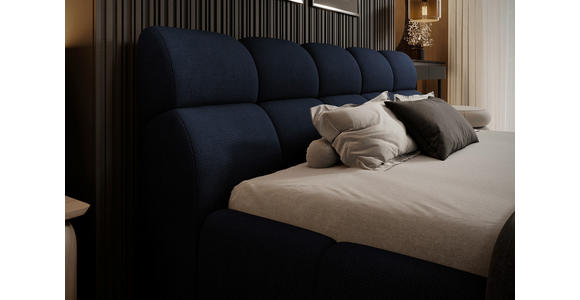 POLSTERBETT 140/200 cm,  in Dunkelblau,  - Schwarz/Dunkelblau, Design, Kunststoff/Textil (140/200cm) - Esposa