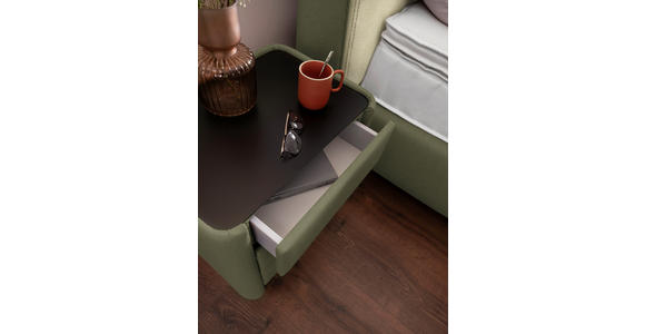 BOXSPRINGBETT 180/200 cm  in Creme, Olivgrün  - Creme/Schwarz, Design, Textil/Metall (180/200cm) - Johann Jakob