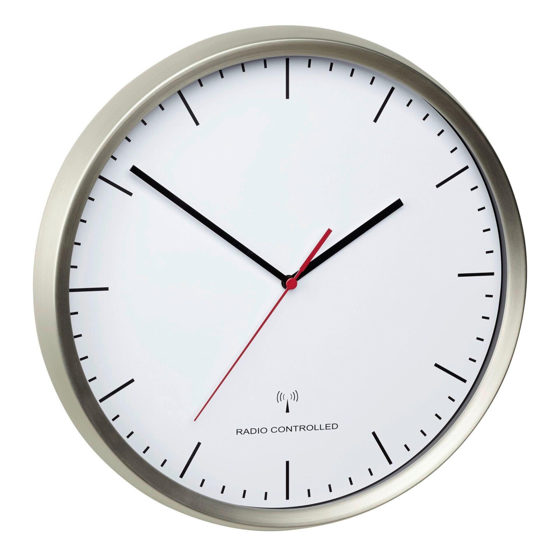 WANDUHR 30,5/4,8/30,5 cm   - Edelstahlfarben/Weiß, Basics, Kunststoff/Metall (30,5/4,8/30,5cm)
