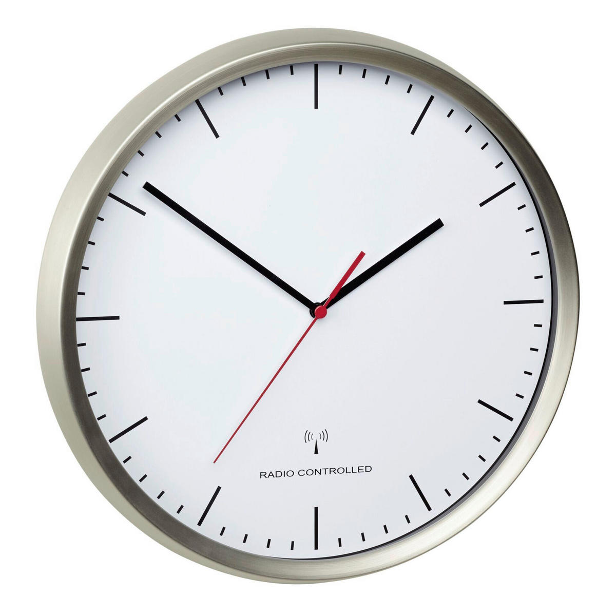 WANDUHR  Weiß, Edelstahlfarben  - Edelstahlfarben/Weiß, Basics, Kunststoff/Metall (30,5/4,8/30,5cm)
