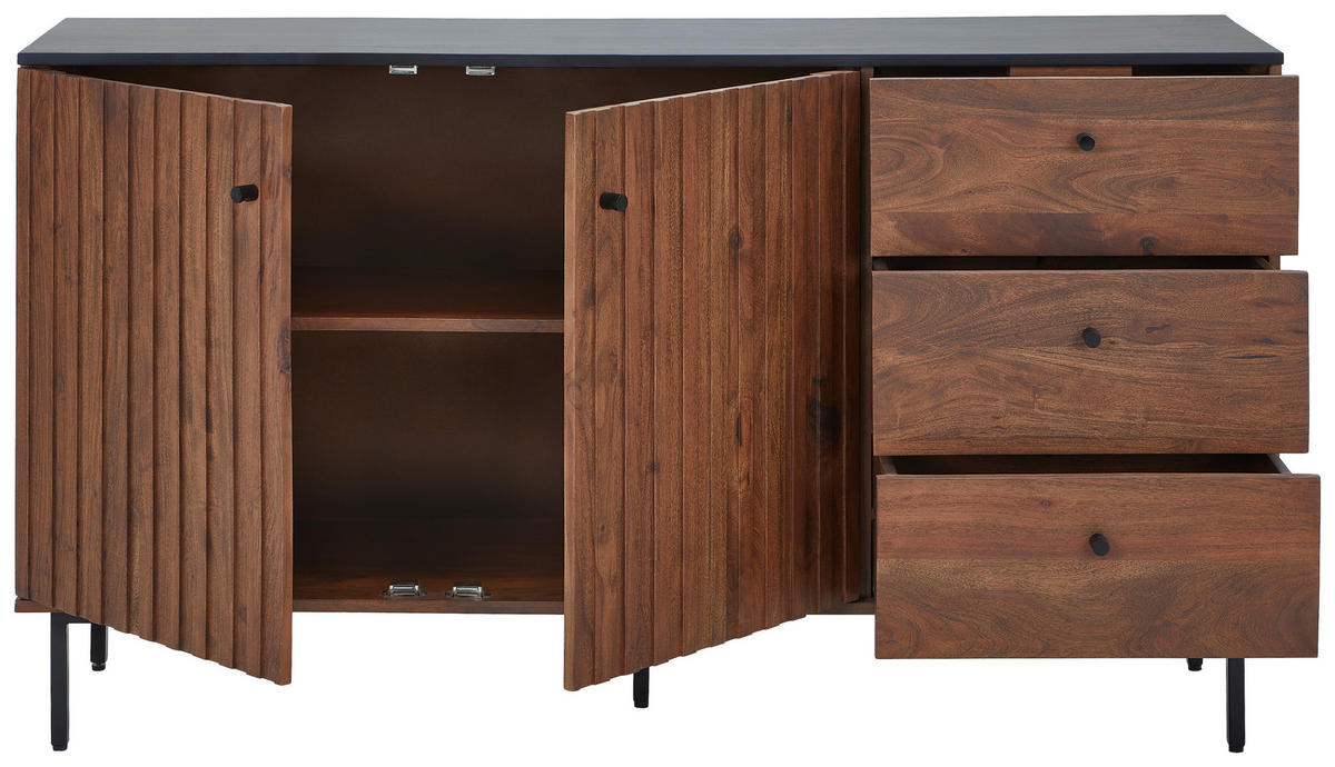SIDEBOARD  in 155/85/40 cm  - Walnussfarben/Schwarz, LIFESTYLE, Holz/Holzwerkstoff (155/85/40cm) - MID.YOU