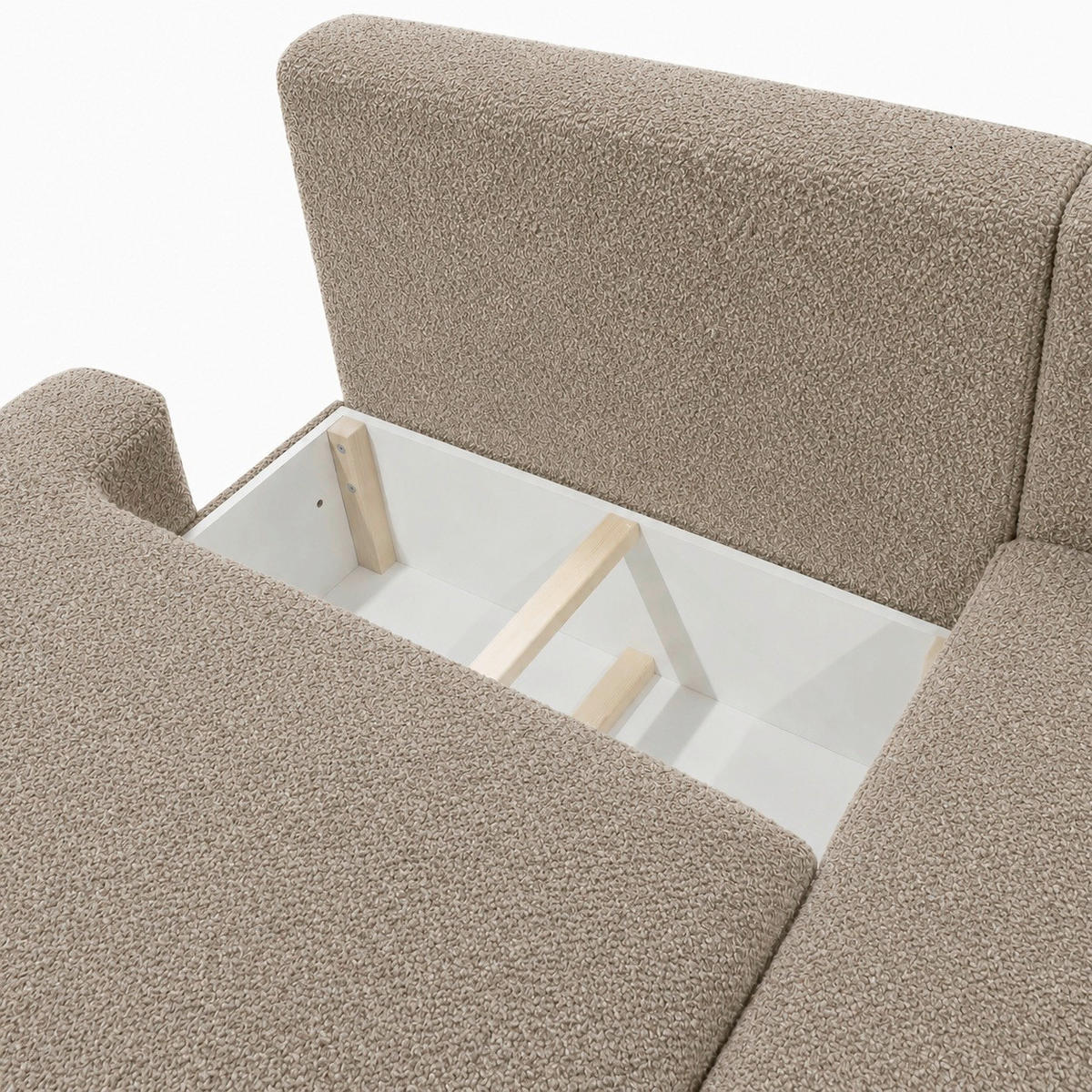 ECKSOFA FREDO Hellbraun Bouclé  - Hellbraun/Schwarz, Design, Kunststoff/Textil (233/150cm) - MID.YOU