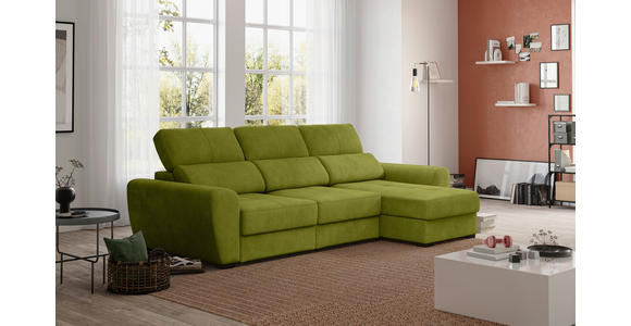 ECKSOFA  in Mikrofaser Grün  - Schwarz/Grün, KONVENTIONELL, Kunststoff/Textil (285/177cm) - Carryhome