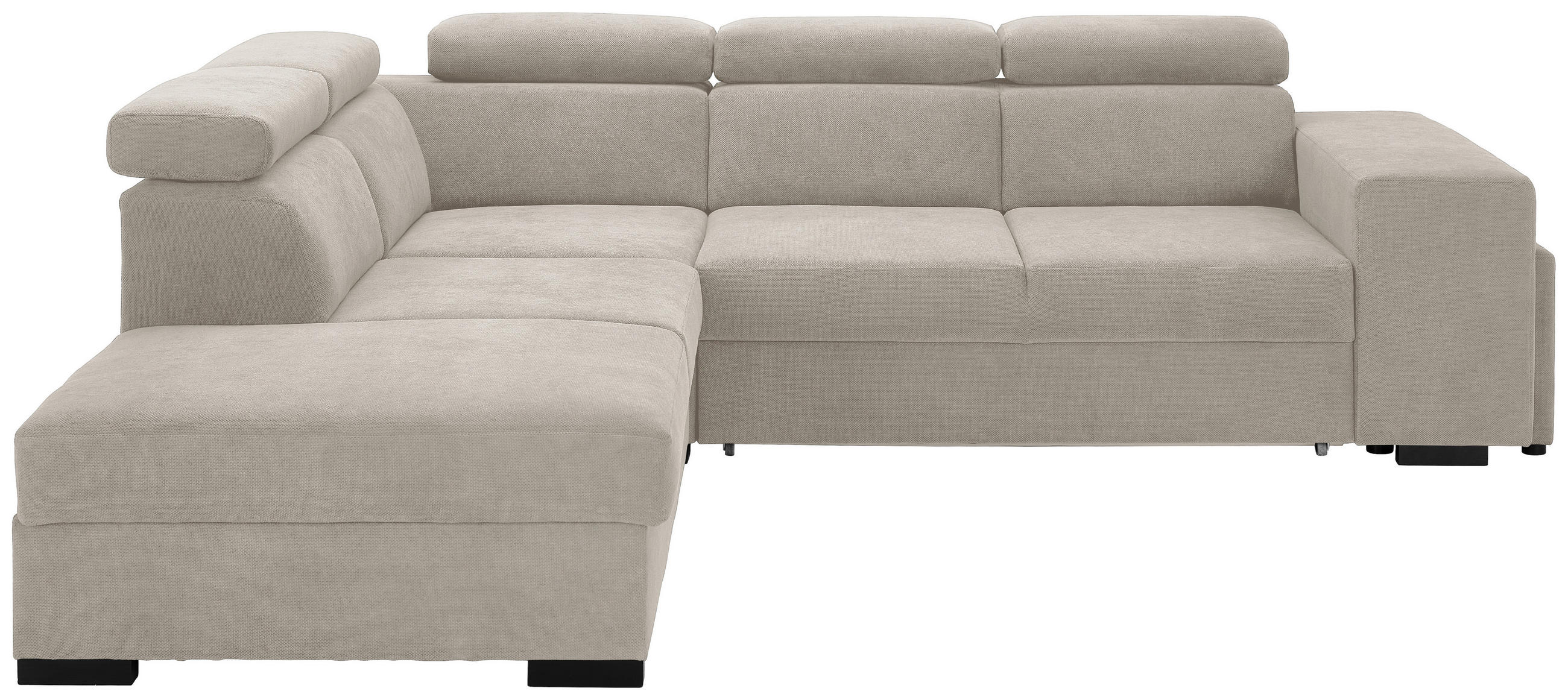 ECKSOFA Beige Webstoff  - Beige/Schwarz, KONVENTIONELL, Holz/Textil (244/283cm) - Carryhome