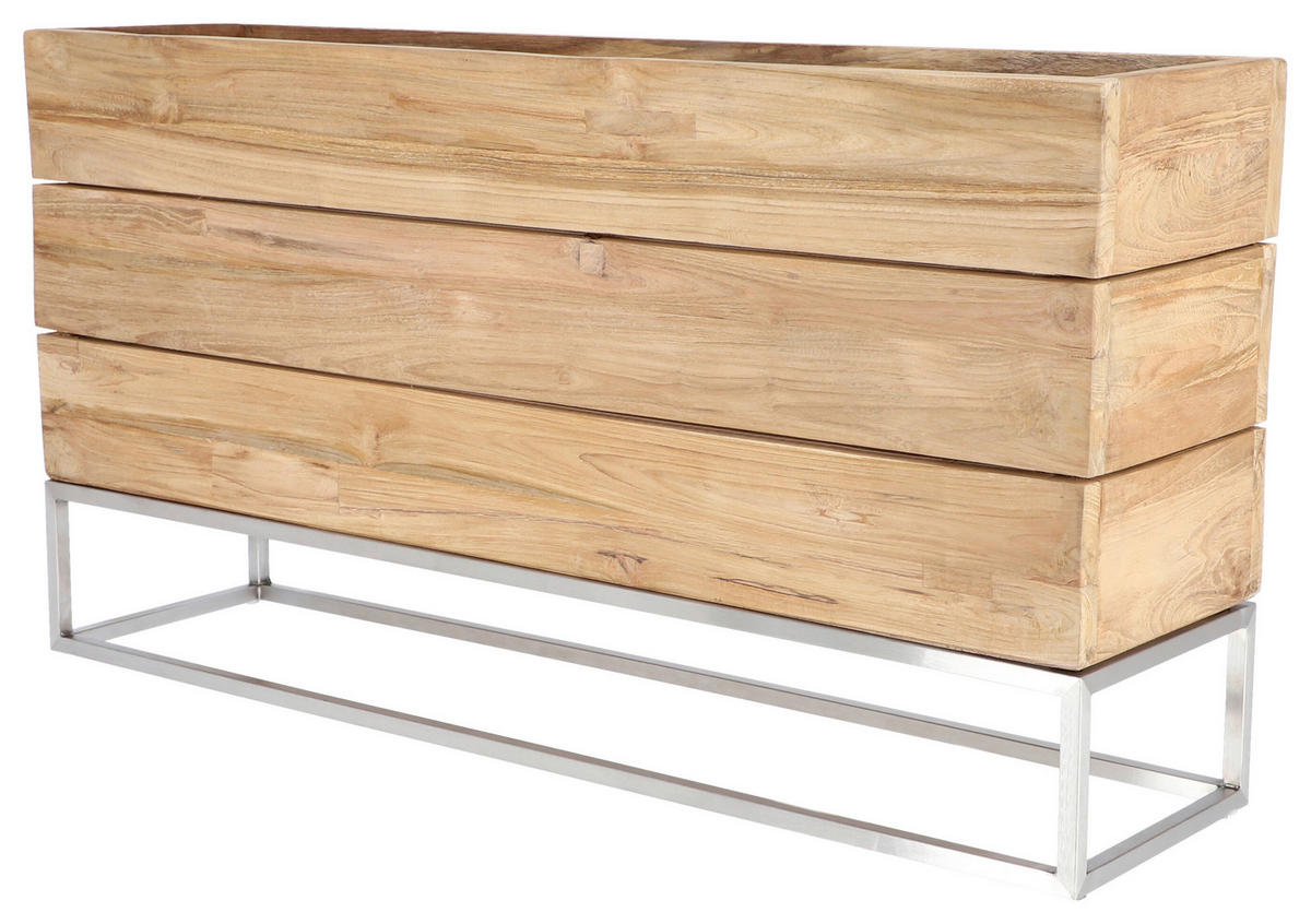 HOCHBEET Mini garden  - Edelstahlfarben/Teakfarben, MODERN, Holz/Metall (100/53/25cm) - Jan Kurtz