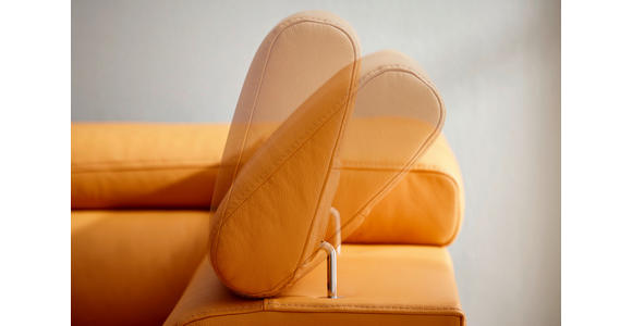 ECKSOFA Currygelb Echtleder - Currygelb/Silberfarben, Design, Leder/Metall (270/220cm) - Novel