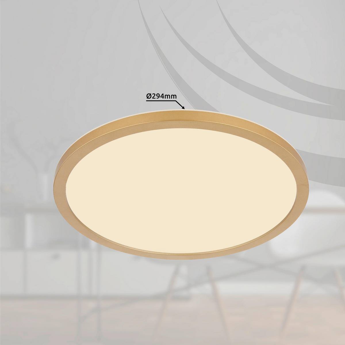 LED-DECKENLEUCHTE 18 W  29.4/2.5 cm    - Weiss/Messingfarben, Konventionell, Kunststoff (29.4/2.5cm) - Globo