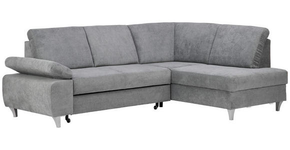 ECKSOFA in Flachgewebe Dunkelgrau  - Dunkelgrau/Silberfarben, KONVENTIONELL, Holz/Textil (255/186cm) - Cantus