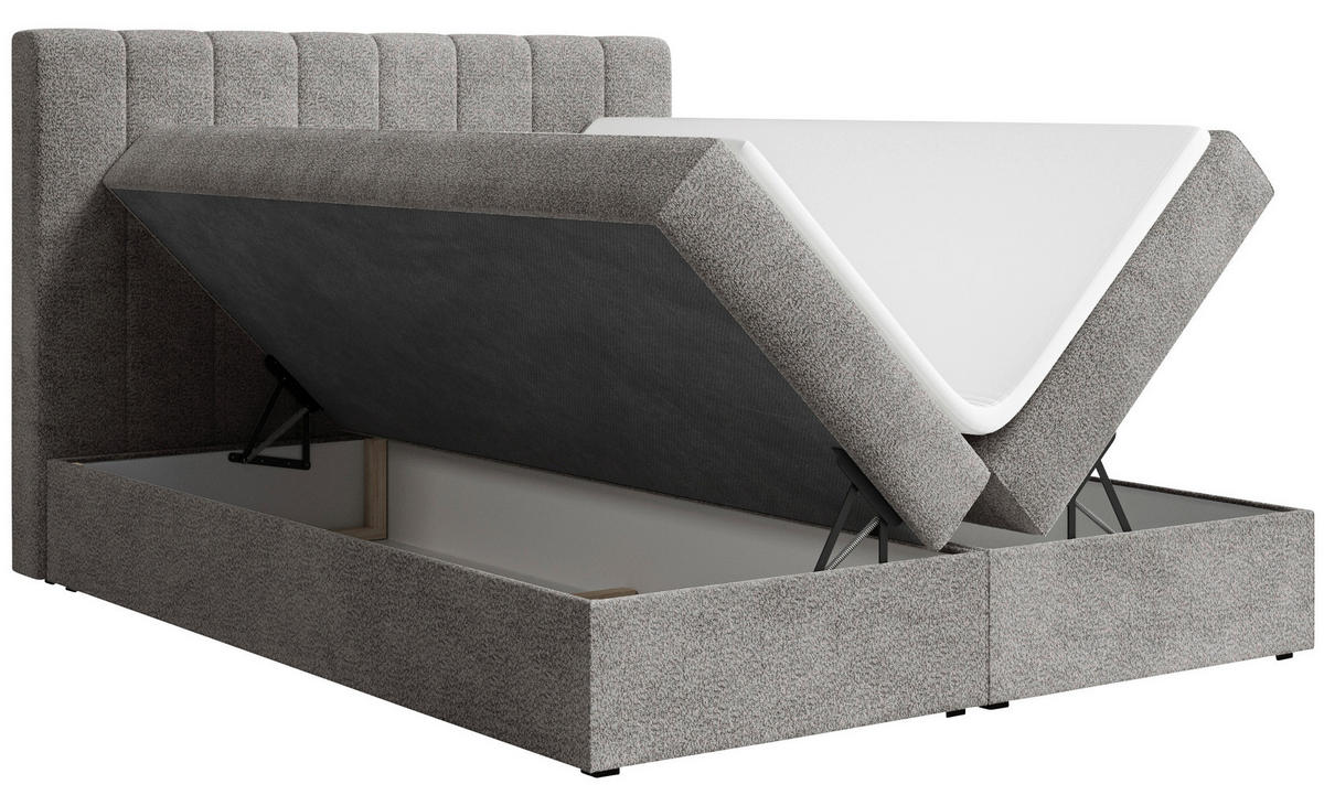 BOXBETT 160/200 cm,  in Anthrazit, Bettkasten, Topper,  - Anthrazit/Schwarz, MODERN, Holz/Kunststoff (160/200cm) - MID.YOU