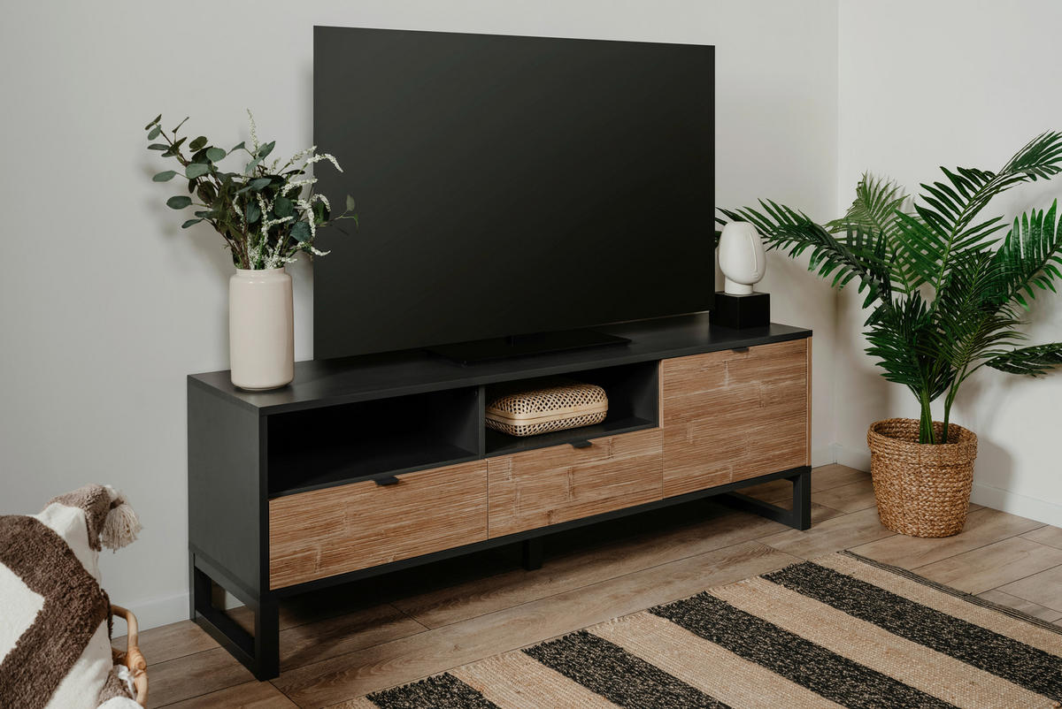 KOMODA POD TELEVIZI, antracitová,  - antracitová, Design, kompozitní dřevo/plast (160/56/40cm) - MID.YOU