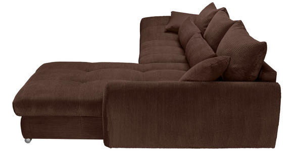 ECKSOFA Dunkelbraun Cord  - Chromfarben/Dunkelbraun, KONVENTIONELL, Textil/Metall (335/225cm) - Carryhome