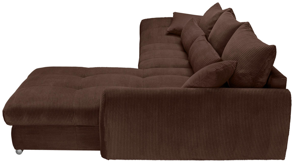 ECKSOFA Dunkelbraun Cord  - Chromfarben/Dunkelbraun, KONVENTIONELL, Textil/Metall (335/225cm) - Carryhome