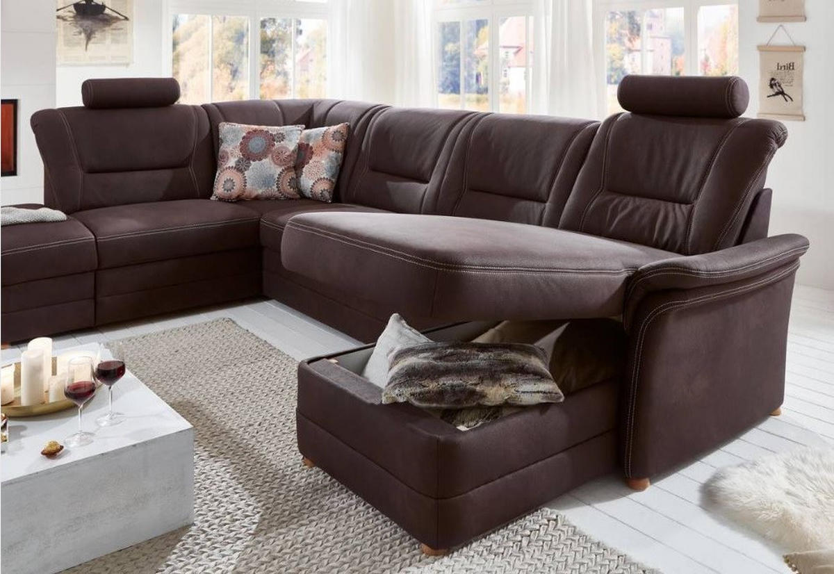 SEDEŽNA GARNITURA, mikrovlakna rjava  - bež/rjava, Konvencionalno, kovina/tekstil (218/327cm) - Beldomo Comfort