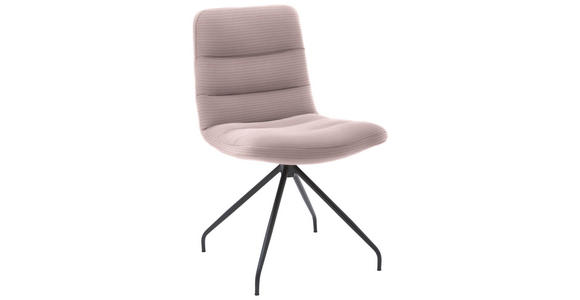 STUHL  in Cord Textil  - Hellrosa/Schwarz, Design, Textil/Metall (52/88/66cm) - Dieter Knoll