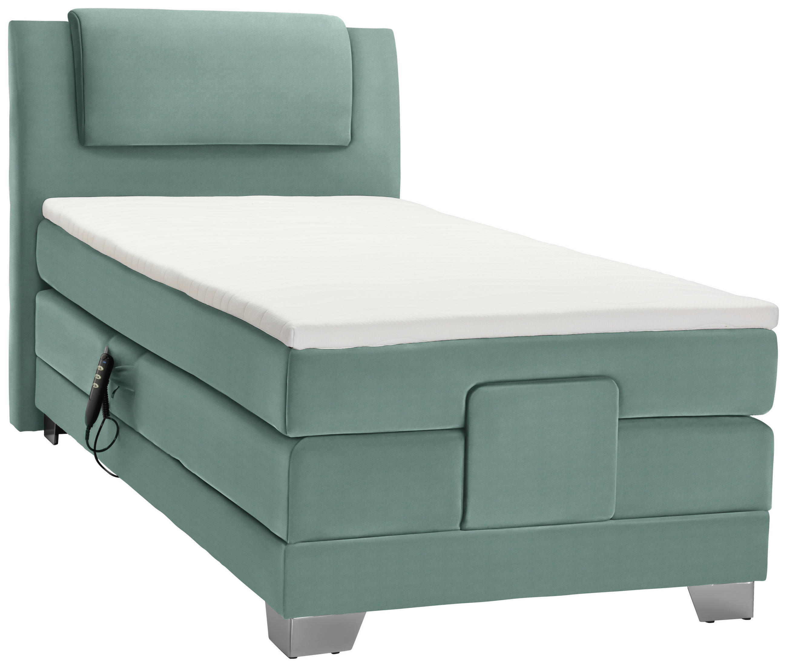 BOXSPRINGBETT 100/200 cm  in Petrol  - Silberfarben/Petrol, KONVENTIONELL, Kunststoff/Textil (100/200cm) - Esposa