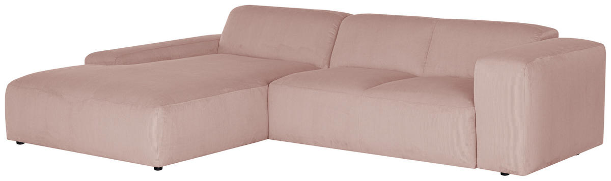 ECKSOFA HANNAH Rosa Cord  - Schwarz/Rosa, Design, Kunststoff/Textil (200/304cm) - MID.YOU