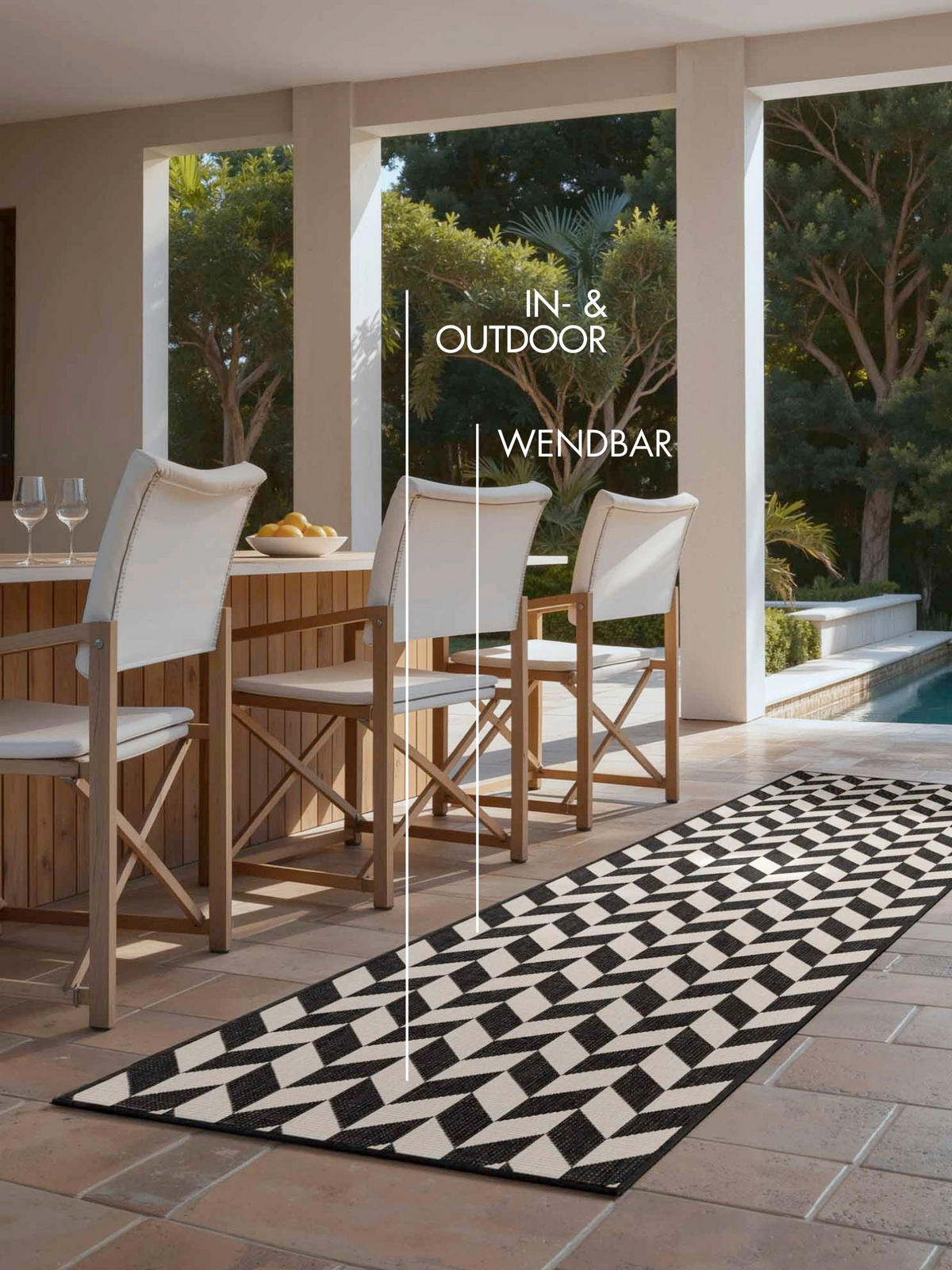 FLACHWEBETEPPICH 80/200 cm Haringey Schwarz, Weiß rechteckig  - Schwarz/Weiß, Design, Kunststoff (80/200cm)