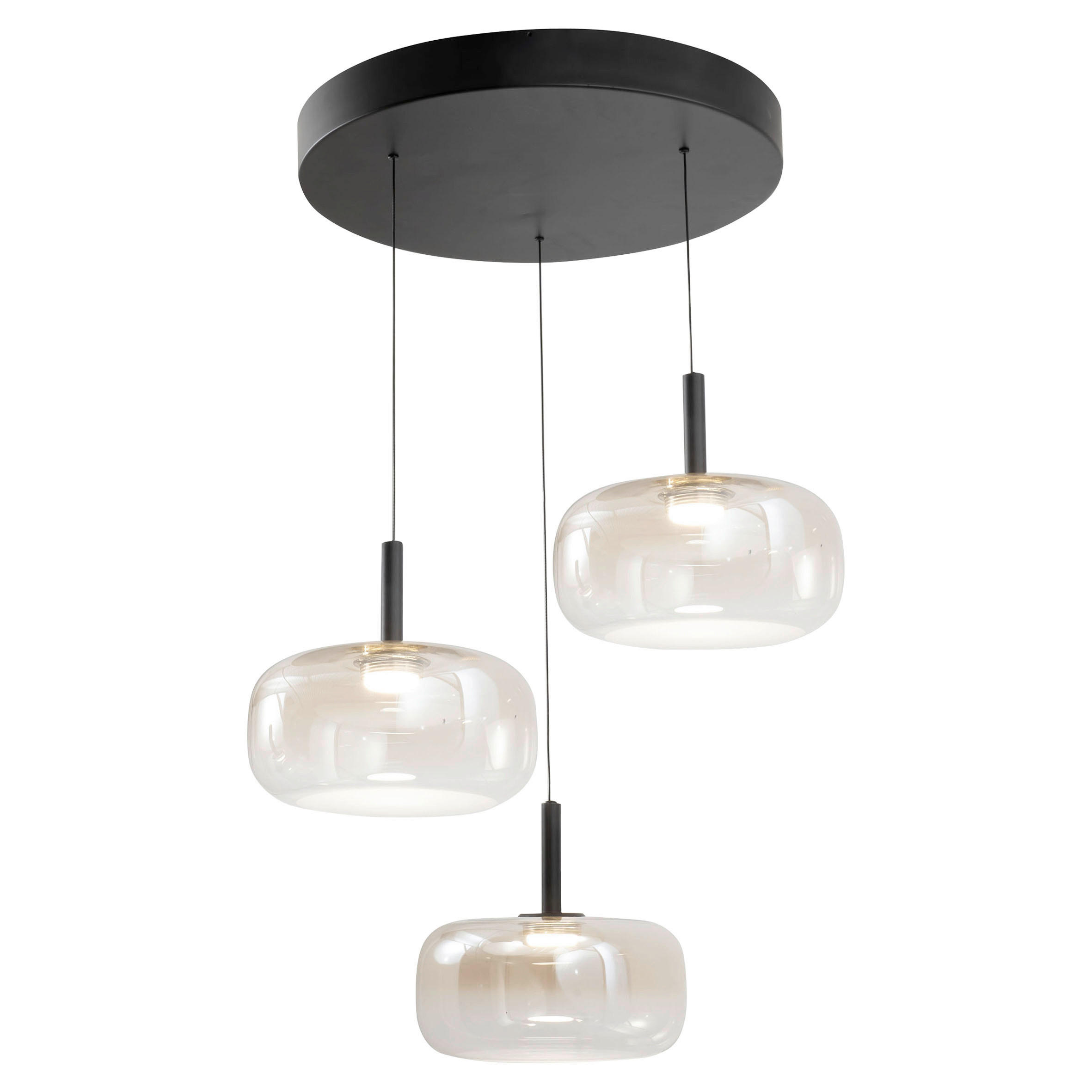 LED-PENDELLEUCHTE Devero 45/200 cm   - Cognac, Design, Glas/Metall (45/200cm) - Fabas Luce