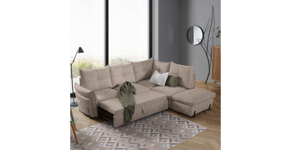 ECKSOFA Beige Bouclé  - Beige/Schwarz, Design, Textil/Metall (250/220cm) - Xora